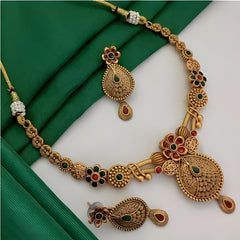 Rajasi Gold-Plated Royal Necklace – A Timeless Elegance by Dazle Den