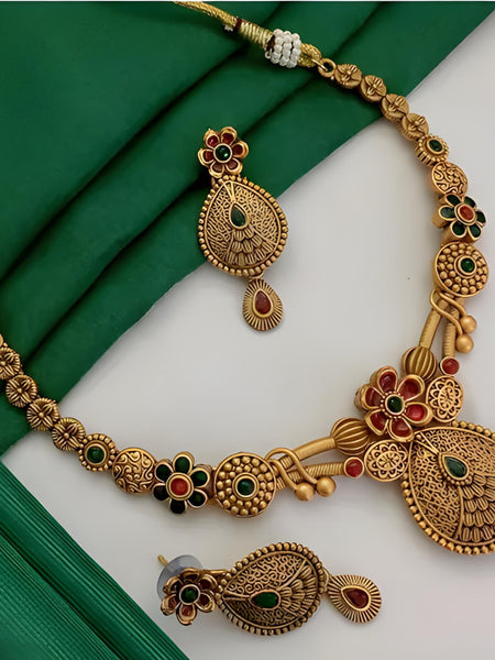 Rajasi Gold-Plated Royal Necklace – A Timeless Elegance by Dazle Den