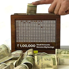 Wooden Money Saving Box (₹100,000 INR Capacity)
