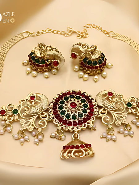 Maharani Charm Gold-Plated Premium Necklace – A Timeless Elegance by Dazle Den