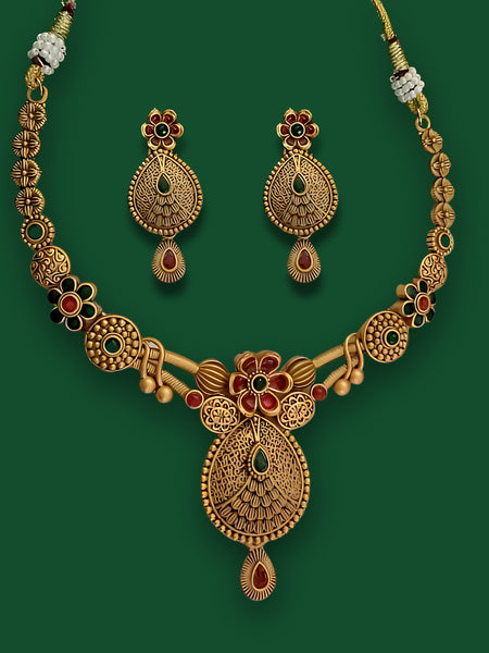 Rajasi Gold-Plated Royal Necklace – A Timeless Elegance by Dazle Den