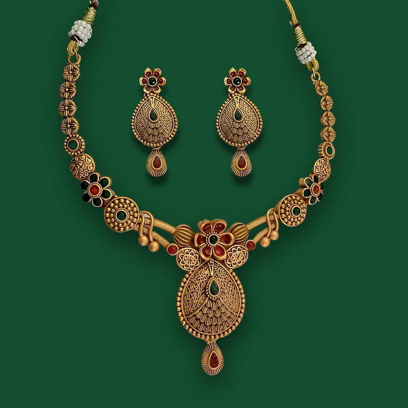 Rajasi Gold-Plated Royal Necklace – A Timeless Elegance by Dazle Den