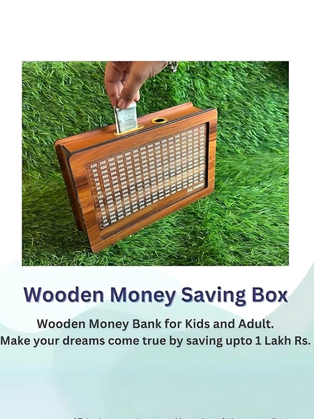 Wooden Money Saving Box (₹100,000 INR Capacity)
