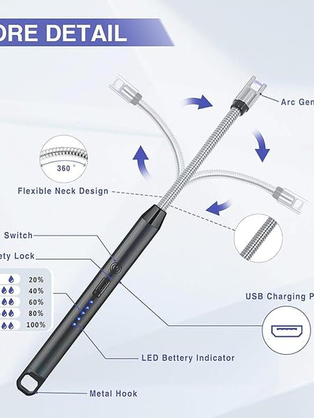 Premium Plasma Arc Lighter – Windproof, USB Rechargeable, Dual Arc Flameless Electric Lighter