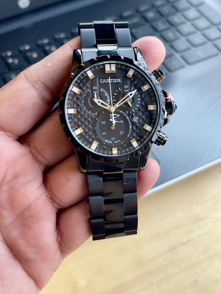 Carti°er Full Black Chronograph Watch for Men