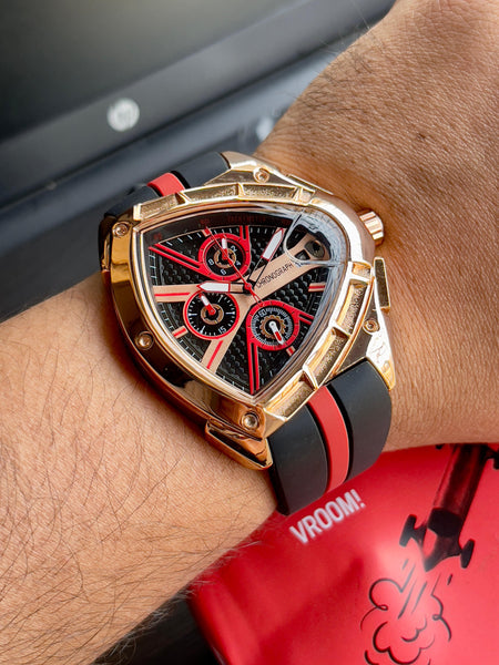 Lam.borghini Rose Gold Triangle Bezel Chronograph(quartz)