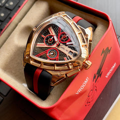 Lam.borghini Rose Gold Triangle Bezel Chronograph(quartz)