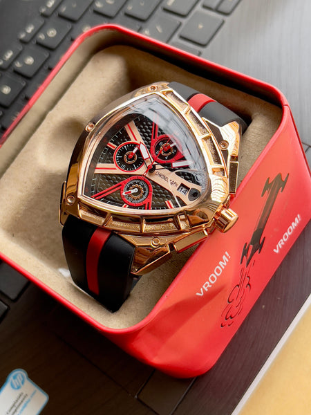 Lam.borghini Rose Gold Triangle Bezel Chronograph(quartz)