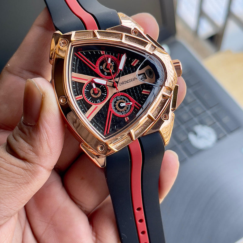 Lam.borghini Rose Gold Triangle Bezel Chronograph(quartz)