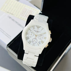 Emp.orio Arm.ani white strap men quartz