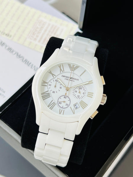 Emp.orio Arm.ani white strap men quartz