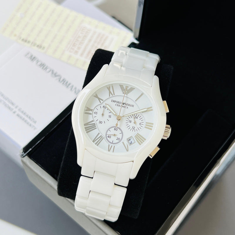 Emp.orio Arm.ani white strap men quartz