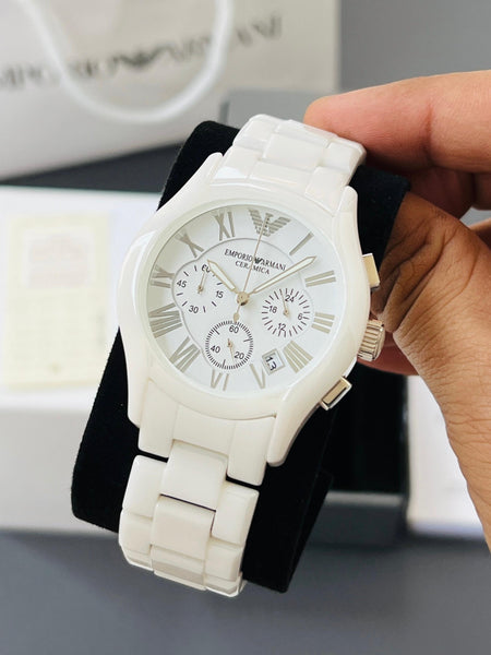 Emp.orio Arm.ani white strap men quartz