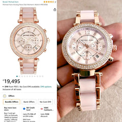 Micha.el Ko.rs MK Women's Parker Crystal Rose Gold and Pink 39mm Plum Tone Watch quartz movement