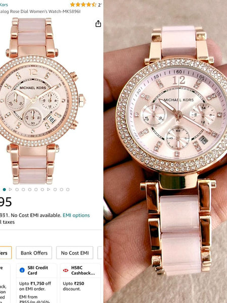 Micha.el Ko.rs MK Women's Parker Crystal Rose Gold and Pink 39mm Plum Tone Watch quartz movement
