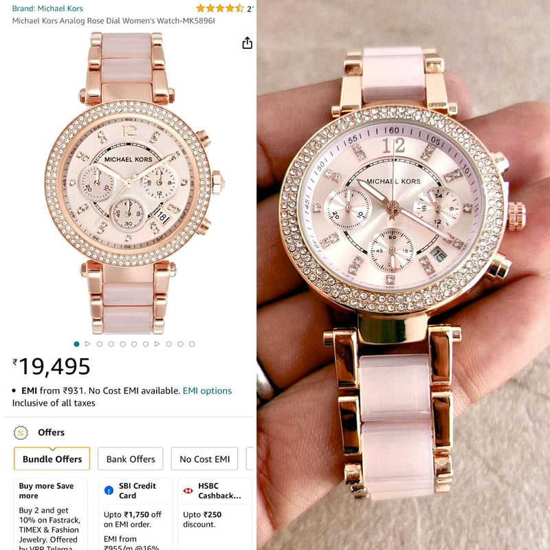 Micha.el Ko.rs MK Women's Parker Crystal Rose Gold and Pink 39mm Plum Tone Watch quartz movement