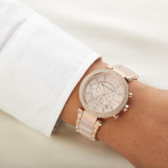 Micha.el Ko.rs MK Women's Parker Crystal Rose Gold and Pink 39mm Plum Tone Watch quartz movement