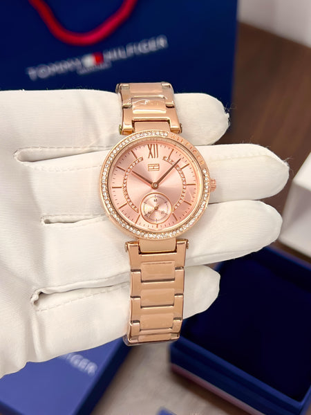Tom.my Hilf.iger modern rose gold quartz