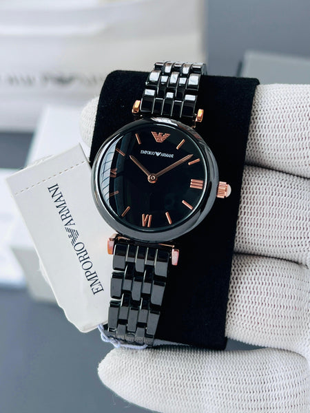 Emp.orio A.rmani ceramic black quartz movement