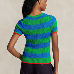 RAL.PH LAUR.EN Striped Cable Short-Sleeve JUMPER