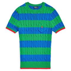 RAL.PH LAUR.EN Striped Cable Short-Sleeve JUMPER