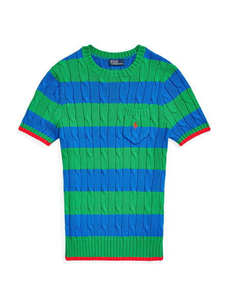 RAL.PH LAUR.EN Striped Cable Short-Sleeve JUMPER
