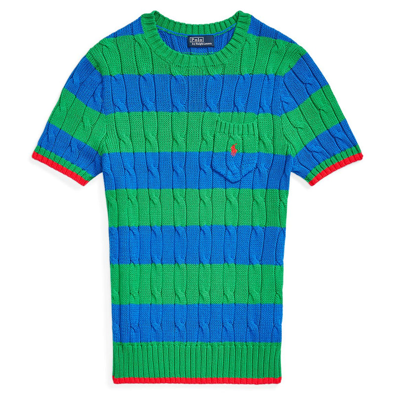 RAL.PH LAUR.EN Striped Cable Short-Sleeve JUMPER