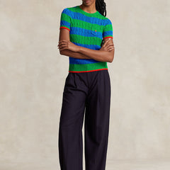RAL.PH LAUR.EN Striped Cable Short-Sleeve JUMPER