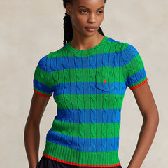 RAL.PH LAUR.EN Striped Cable Short-Sleeve JUMPER