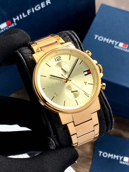 Tomm.y Hi.lfiger gold steel quartz