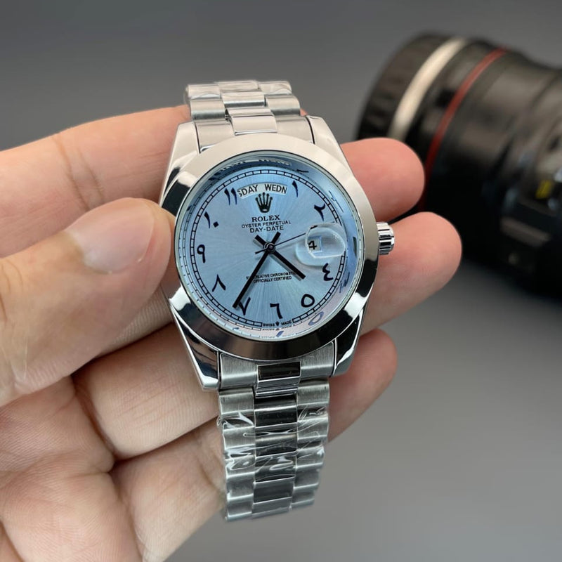 Rol.ex day date ice blue quartz