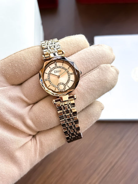 Dio.r lady rose gold quartz