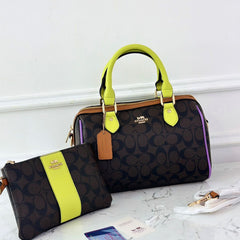 COA.CH ROWAN SATCHEL SIGNATURE CANVAS BROWN IRIS SPEEDY