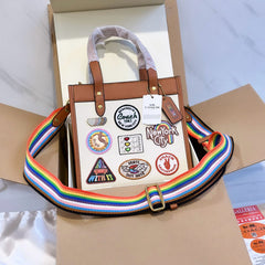 COA.CH FEILD TOTE 22 BAG IN COLORBLOCK WITH PATCHE