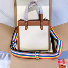 COA.CH FEILD TOTE 22 BAG IN COLORBLOCK WITH PATCHE