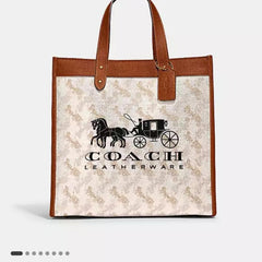 Coa.ch fi.eld horse and carriage tote bag