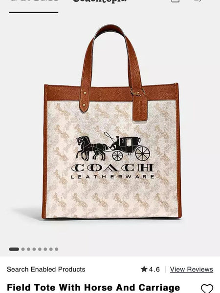 Coa.ch fi.eld horse and carriage tote bag