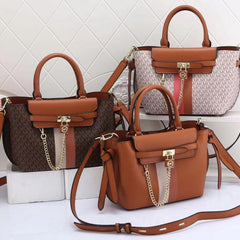 MICH.AEL KO.RS HAMILTON LEGACY LARGE LOGO STRIPE BELTED SATCHEL