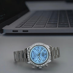 Rol.ex Daytona ice blue Arabic quartz