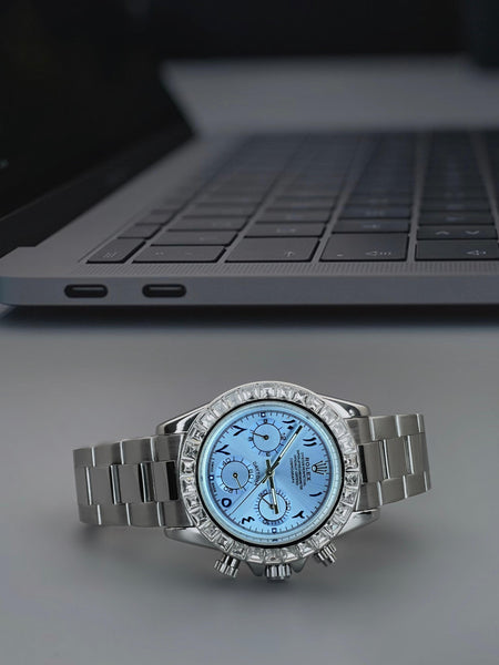 Rol.ex Daytona ice blue Arabic quartz