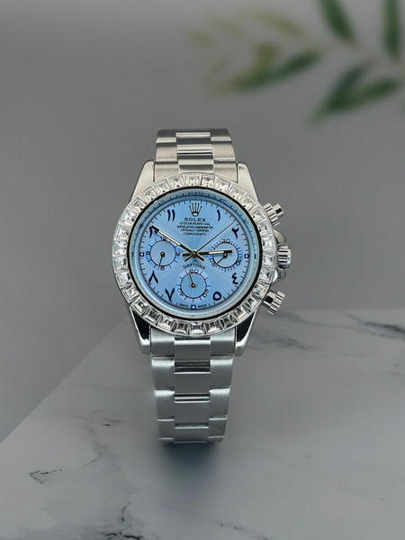 Rol.ex Daytona ice blue Arabic quartz