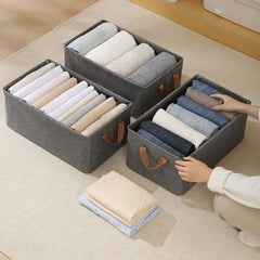 Toteeme Collapsible Fabric Storage Cubes Organizer with Handles Foldable Storage Baskets for Organizing Toys, Books, Shelves, Closet, Large Storage Box with Handles (3 PCS, Big Storage Box, Brown New)