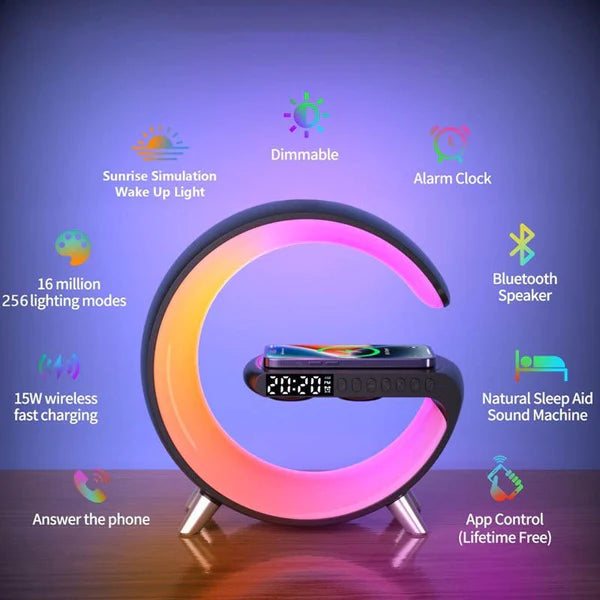 G Smart Lamp 3-in-1; Speaker, Clock, Wireless Charger