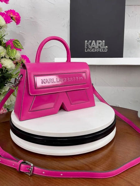 KA.RL LAGE.RFELD IKON K MEDIUM LEATHER HANDBAG