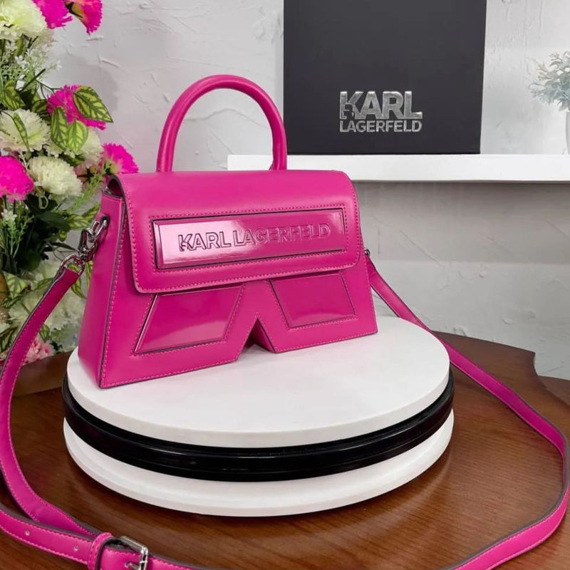KA.RL LAGE.RFELD IKON K MEDIUM LEATHER HANDBAG