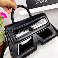 KA.RL LAGE.RFELD IKON K MEDIUM LEATHER HANDBAG