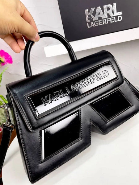 KA.RL LAGE.RFELD IKON K MEDIUM LEATHER HANDBAG