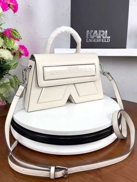 KA.RL LAGE.RFELD IKON K MEDIUM LEATHER HANDBAG