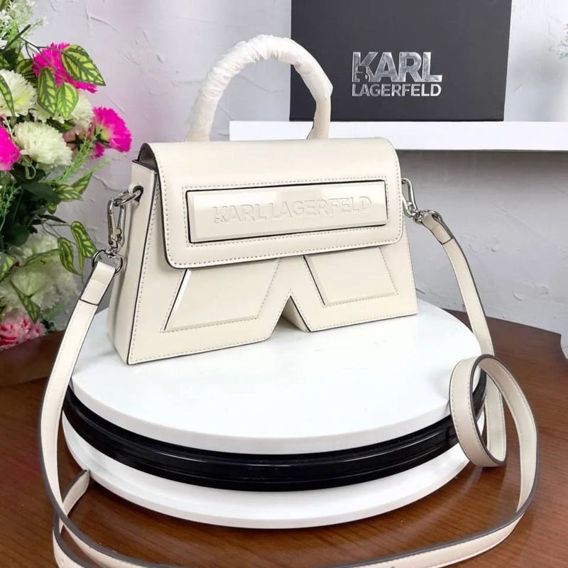 KA.RL LAGE.RFELD IKON K MEDIUM LEATHER HANDBAG