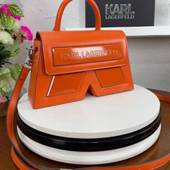 KA.RL LAGE.RFELD IKON K MEDIUM LEATHER HANDBAG